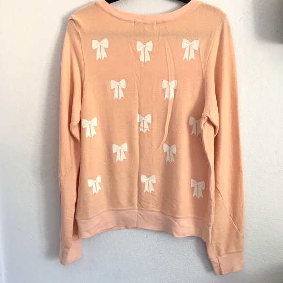Wildfox M baggy beach jumper peach bow pattern - Picture 6 of 6